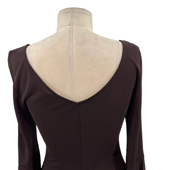 Diane von Furstenberg Vintage Brown Bell Sleeve Sheath Dress Y2K Size 12 - Picture 10 of 14